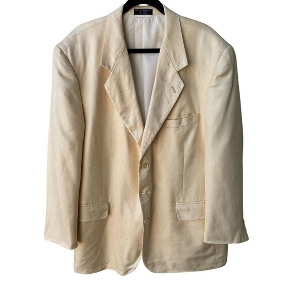 Bert Pulitzer Signature Collection Vintage Mens Yellow Silk Blazer Jacket 46R - Picture 1 of 11